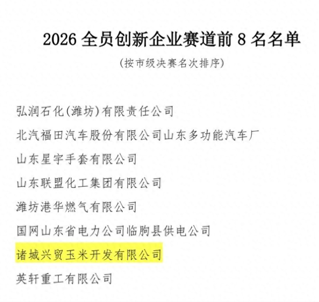 捷报传来！诸城兴贸玉米